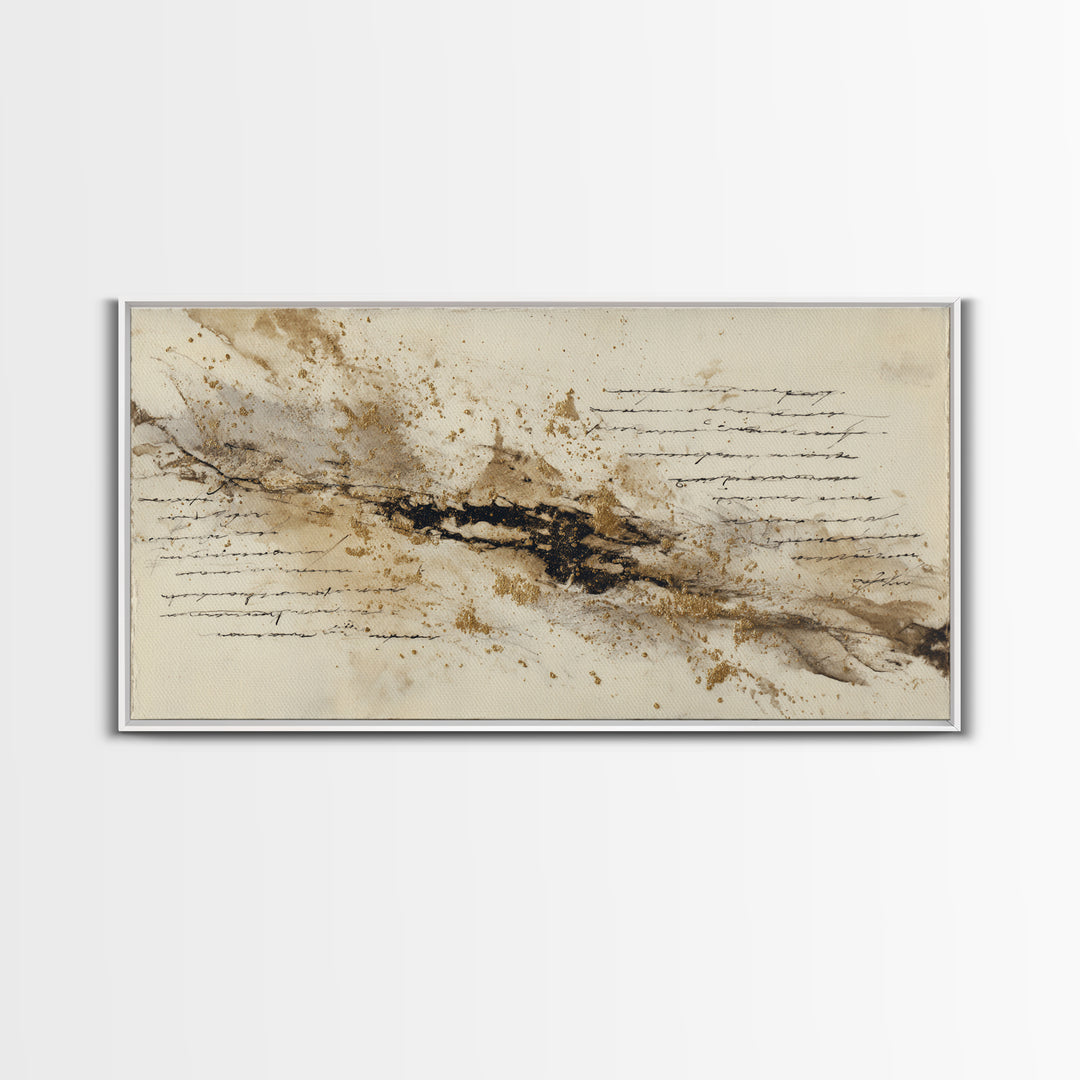 Romantic Handwritten Marks Without Readable Words Canvas Print, Calligraphy Art, Contemporary Art, Living Room Decor, Script, CAL-2x1-83