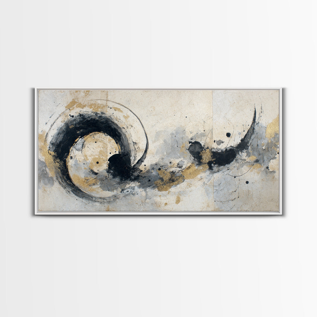 Crescent Moon Made from Elegant Ink Swashes Canvas Print, Calligraphy Art, Digital Print, Living Room Decor, Fine Art, Script, CAL-2x1-89