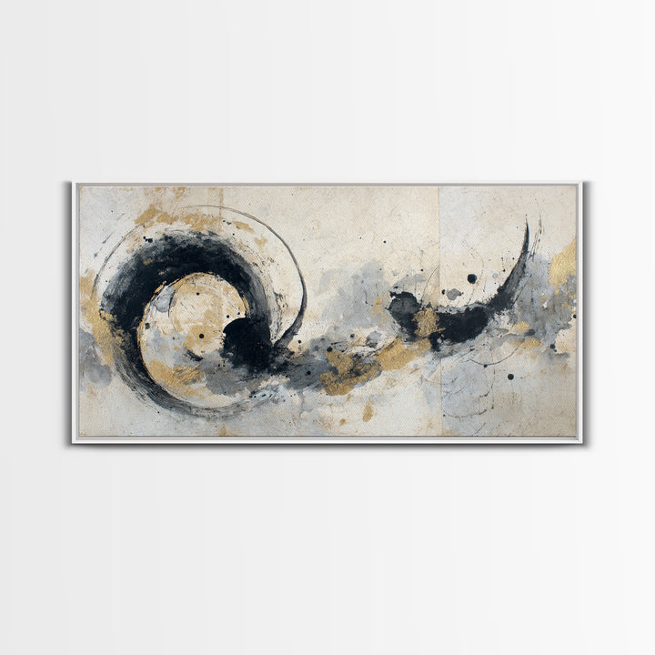 Crescent Moon Made from Elegant Ink Swashes Canvas Print, Calligraphy Art, Digital Print, Living Room Decor, Fine Art, Script, CAL-2x1-89