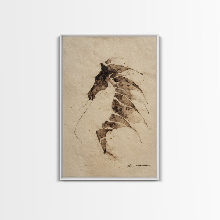 Calligraphic Horse Silhouette Made from One Line Framed Canvas Print, Calligraphy Art, Wall Art, Living Room Decor, Script, CAL-2x3-1