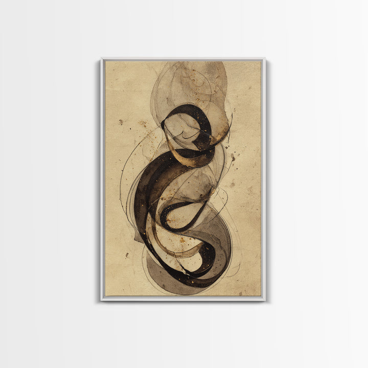 Arabic Ornamental Curves as Non Readable Art Canvas Print, Calligraphy Art, Spiritual Wall Art, Living Room Decor, Script, CAL-2x3-11