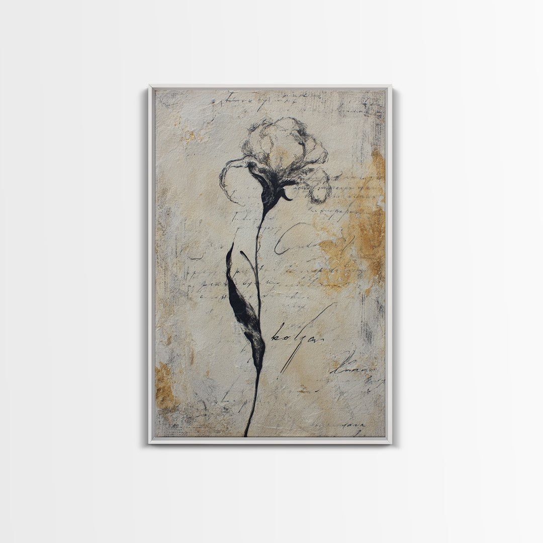 Single Elegant Flourish Shaped Like a Flower Framed Canvas Print, Calligraphy Art, Wall Decor, Living Room Decor, Script, CAL-2x3-13
