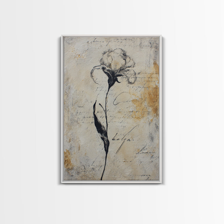Single Elegant Flourish Shaped Like a Flower Framed Canvas Print, Calligraphy Art, Wall Decor, Living Room Decor, Script, CAL-2x3-13