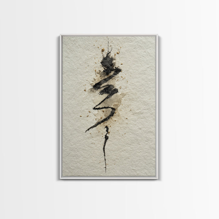 Minimal Black Calligraphy Rhythm Canvas Print, Calligraphy Art, Gallery Decor, Living Room Decor, Fine Art, Script, CAL-2x3-15
