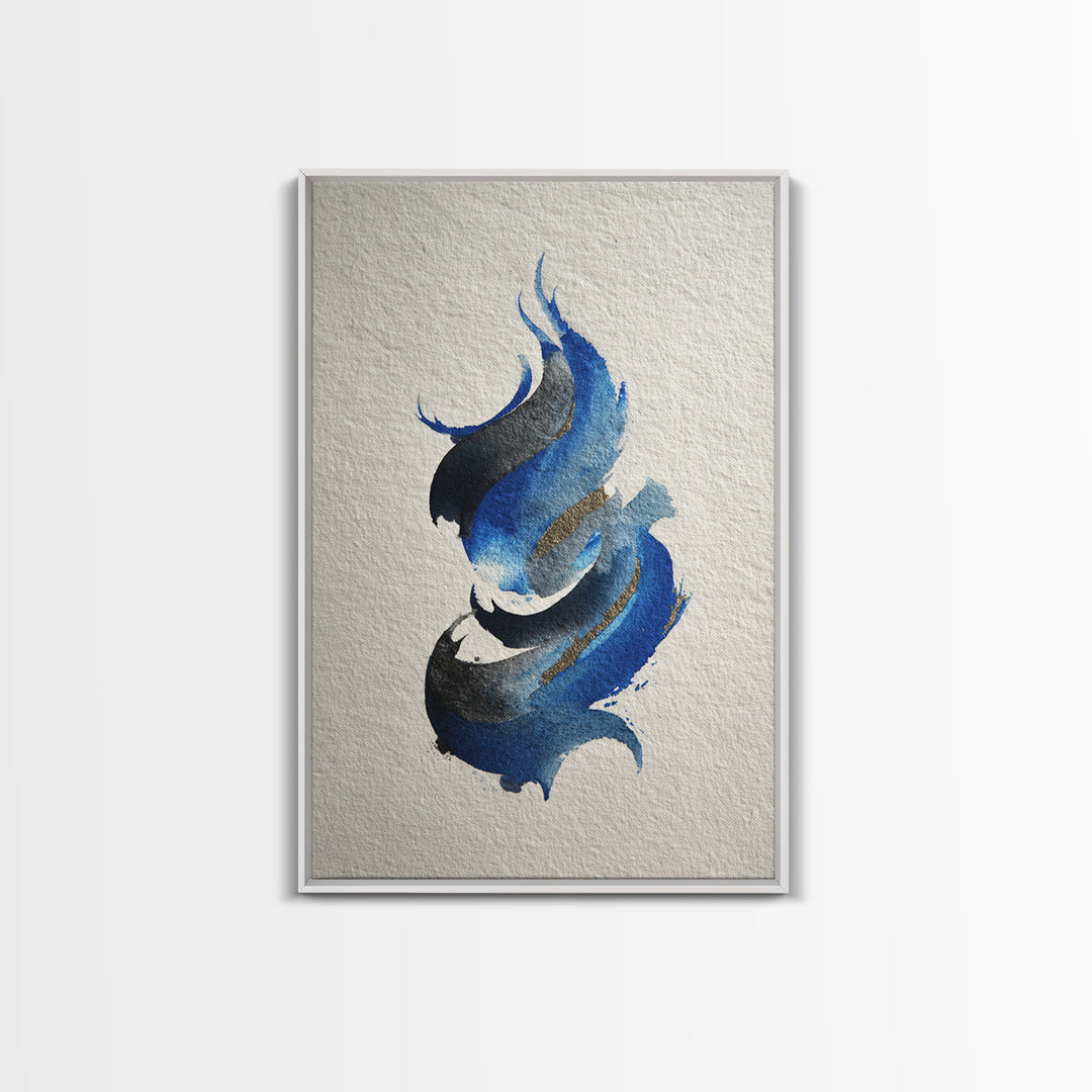 Modern Calligraphy Wave Framed Canvas Print, Calligraphy Art, Room Decor, Living Room Decor, Fine Art, Script, Printable, CAL-2x3-18