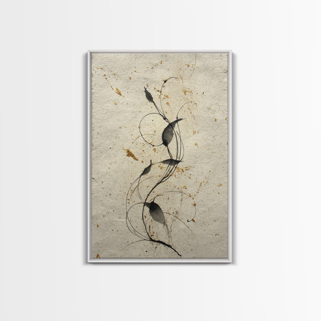 Floral Vine Created from Graceful Script Like Canvas Print, Calligraphy Art, Neutral Decor, Living Room Decor, Script, CAL-2x3-19