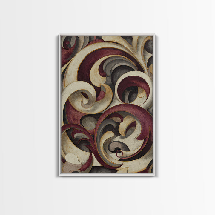 Ornamental Frame of Flourished Pen Curves Framed Canvas Print, Calligraphy Art, Boho Decor, Living Room Decor, Fine Art, Script, CAL-2x3-2