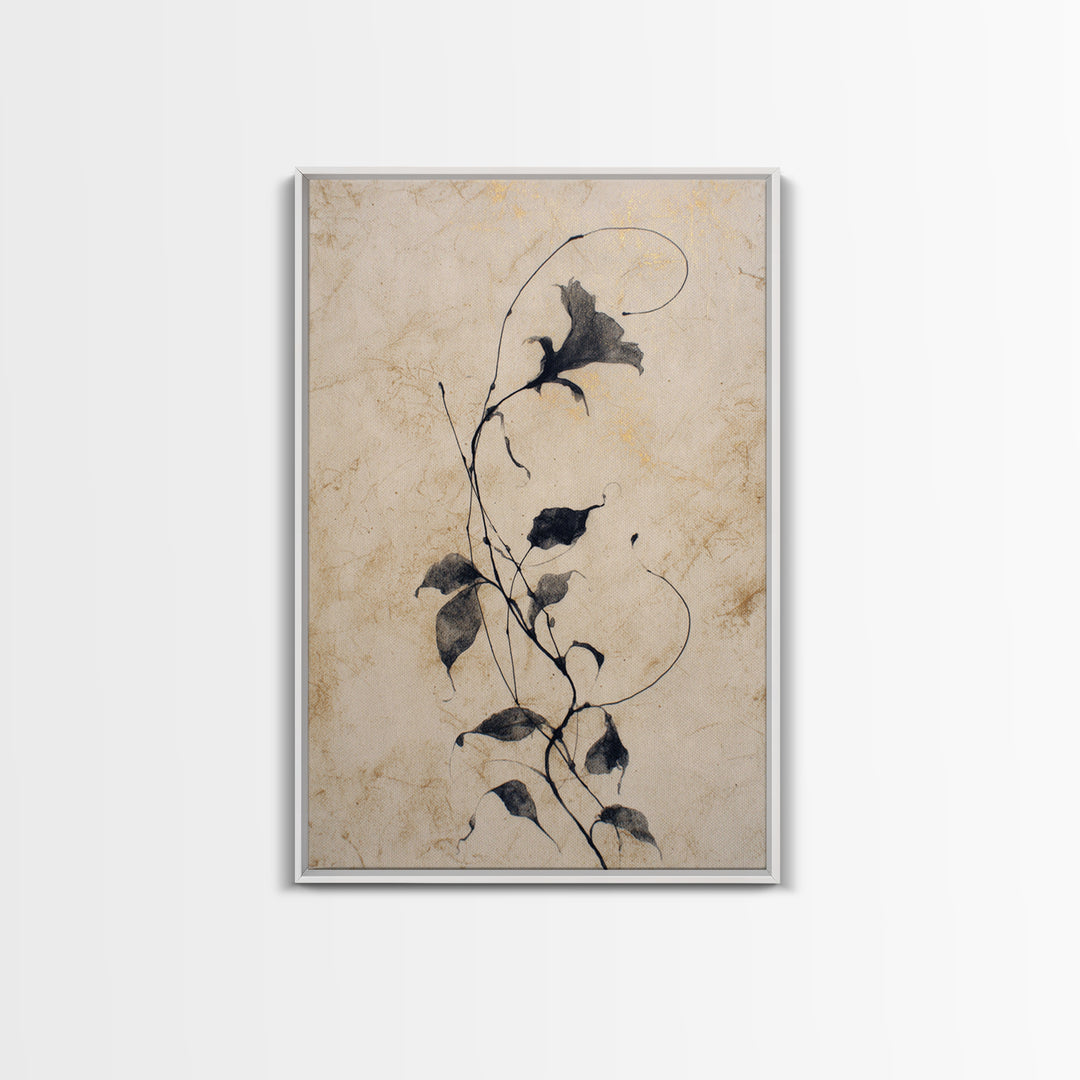 Floral Vine Created from Graceful Script Like Canvas Print, Calligraphy Art, Contemporary Art, Living Room Decor, Script, CAL-2x3-43