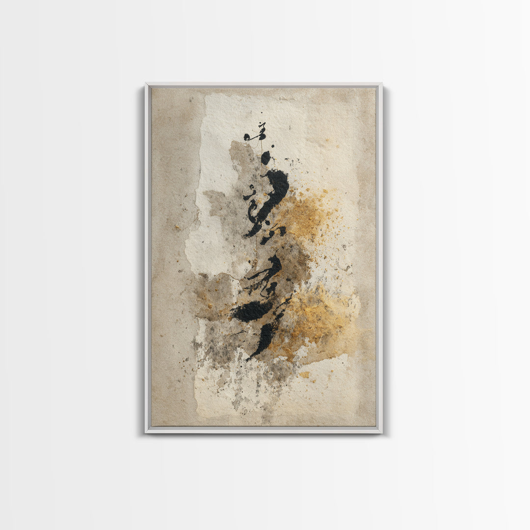 Romantic Handwritten Marks Without Readable Words Framed Canvas Print, Calligraphy Art, Wall Art, Living Room Decor, Script, CAL-2x3-47