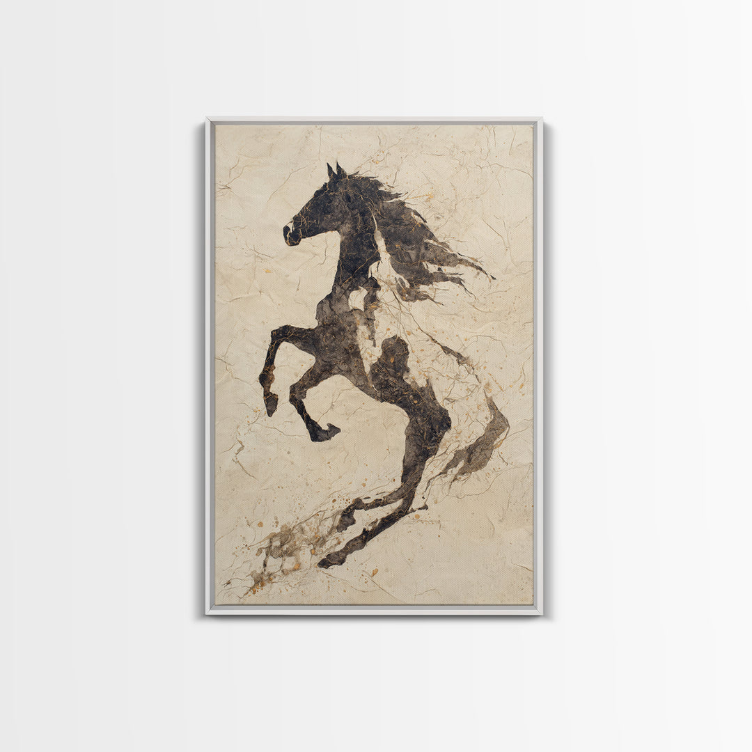 Calligraphic Horse Silhouette Made from One Line Canvas Print, Calligraphy Art, Prints, Living Room Decor, Fine Art, Script, CAL-2x3-49