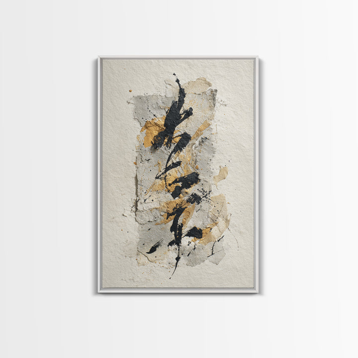 Expressive Musical Rhythm Painted as Ink Strokes Canvas Print, Calligraphy Art, Neutral Decor, Living Room Decor, Script, CAL-2x3-56