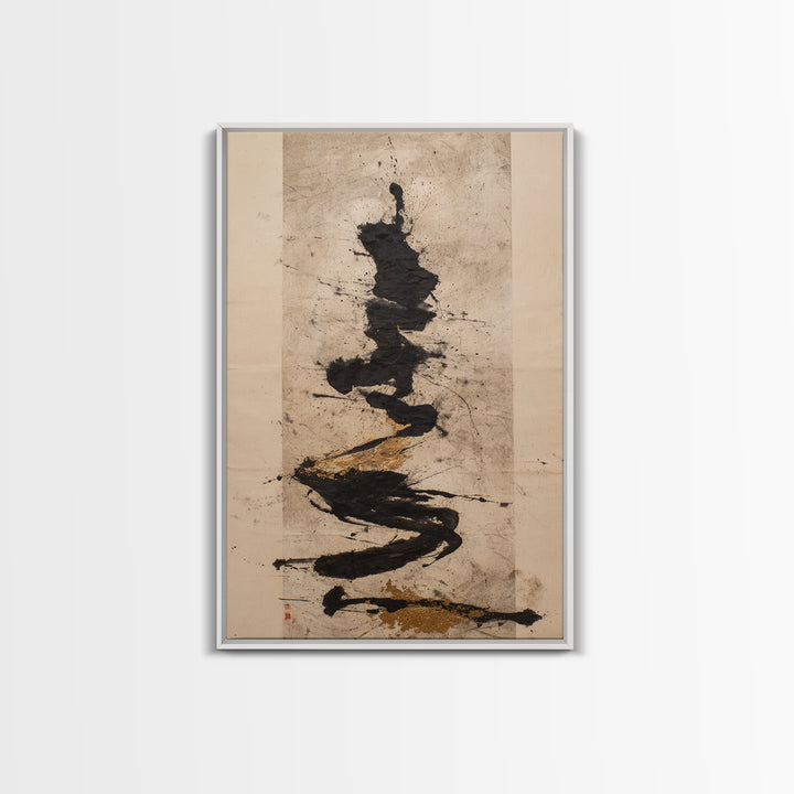 Large Sweeping Black Ink Gesture Like a Canvas Print, Calligraphy Art, Wall Art Print, Living Room Decor, Fine Art, Script, CAL-2x3-57