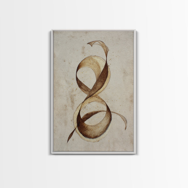 Arabic Ornamental Curves as Non Readable Art Framed Canvas Print, Calligraphy Art, Wall Decor, Living Room Decor, Script, CAL-2x3-59