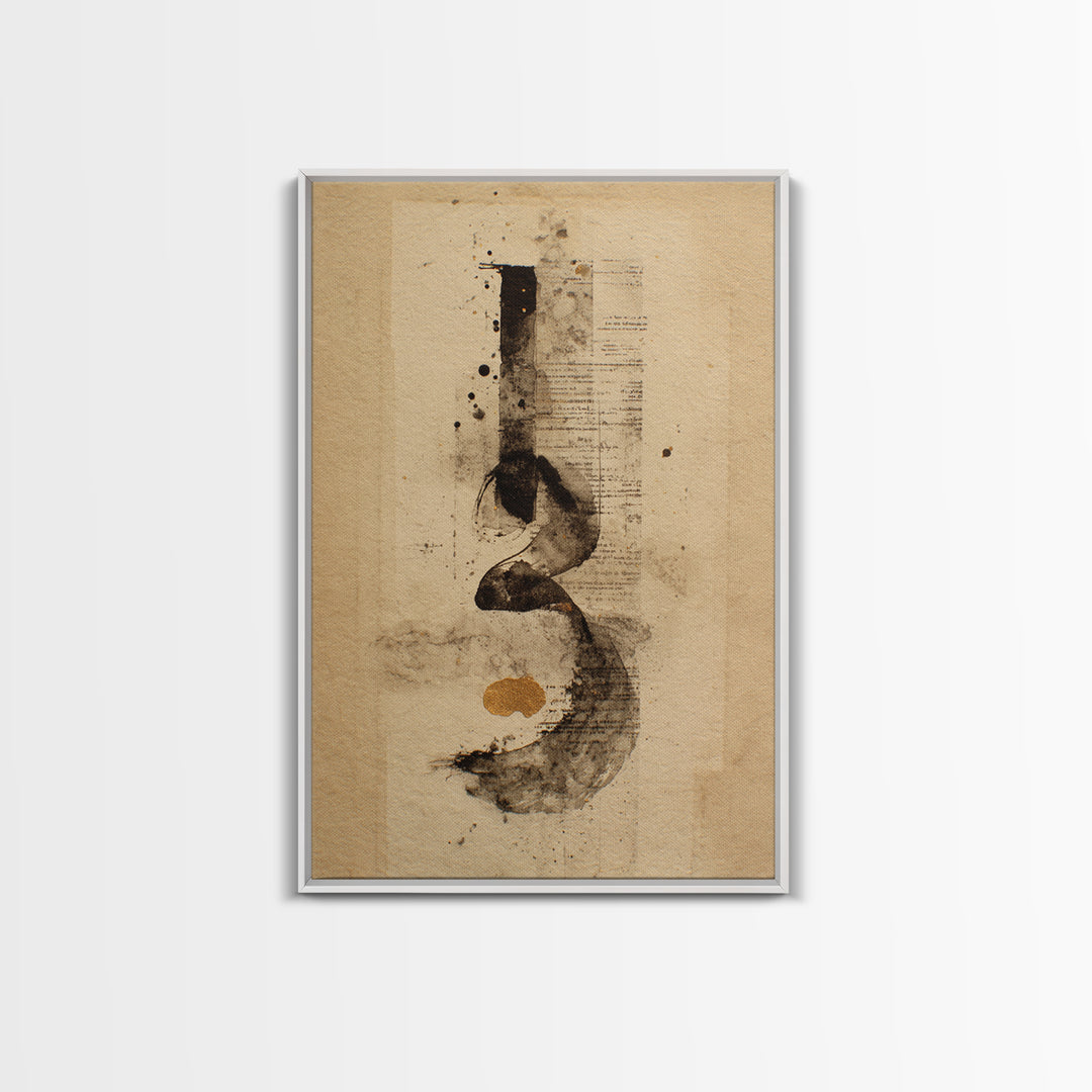 Monochrome Brush Alphabet Fragments as Abstract Texture Canvas Print, Calligraphy Art, Digital Print, Living Room Decor, Script, CAL-2x3-69