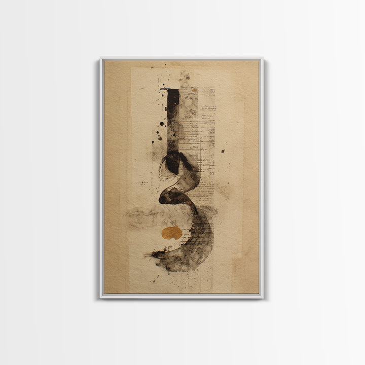 Monochrome Brush Alphabet Fragments as Abstract Texture Canvas Print, Calligraphy Art, Digital Print, Living Room Decor, Script, CAL-2x3-69