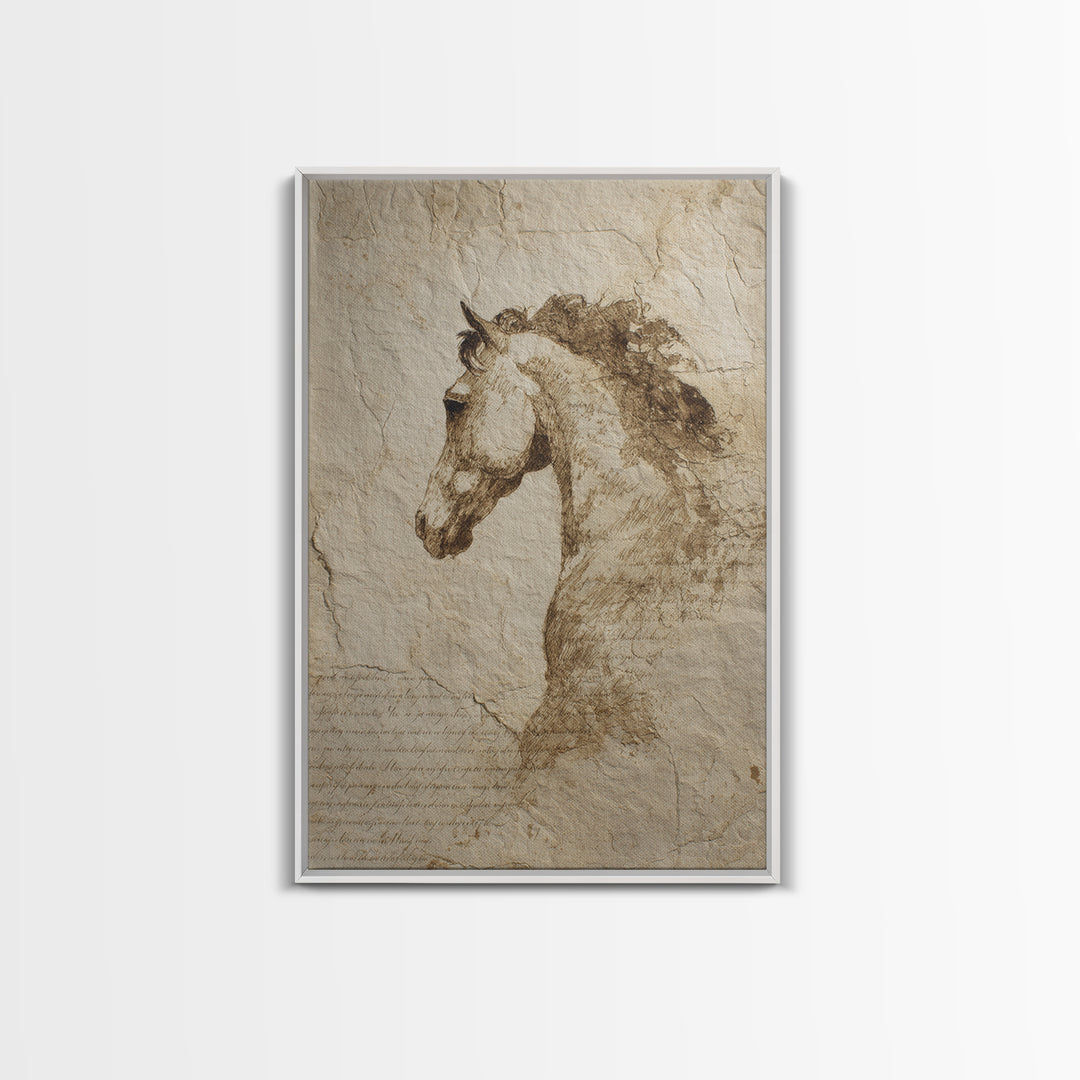 Calligraphic Horse Silhouette Made from One Line Canvas Print, Calligraphy Art, Printable Art, Living Room Decor, Script, CAL-2x3-73