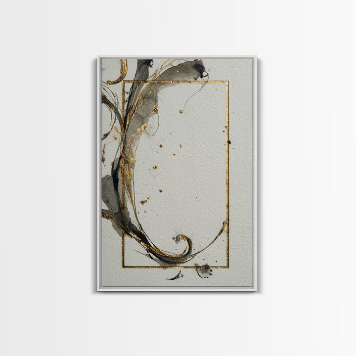 Ornamental Frame of Flourished Pen Curves Framed Canvas Print, Calligraphy Art, Wall Decor, Living Room Decor, Fine Art, Script, CAL-2x3-74