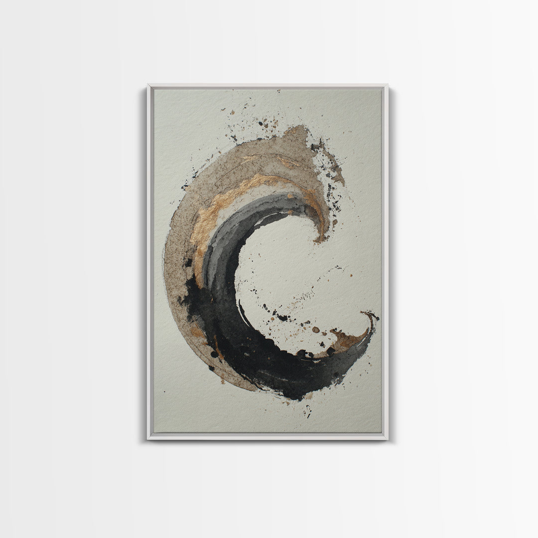 Crescent Moon Made from Elegant Ink Swashes Canvas Print, Calligraphy Art, Calligraphy, Living Room Decor, Fine Art, Script, CAL-2x3-77