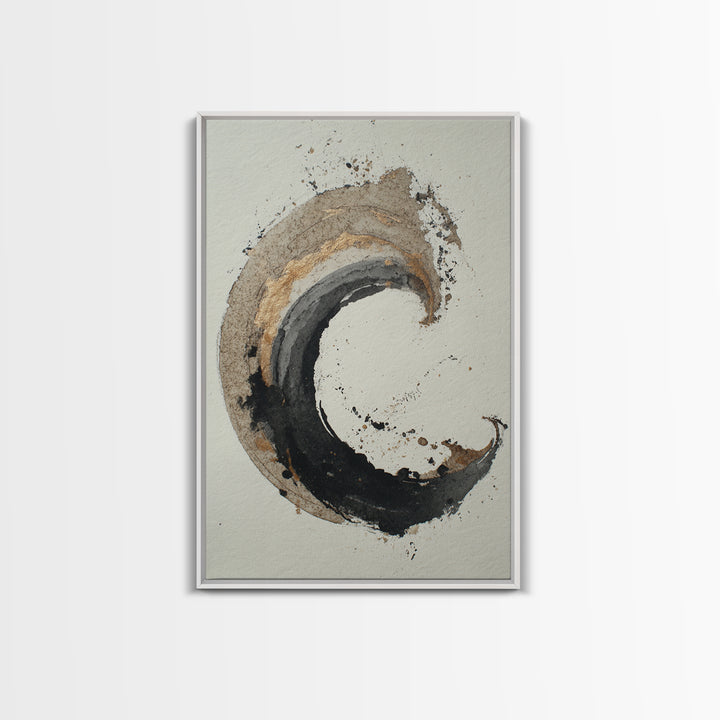 Crescent Moon Made from Elegant Ink Swashes Canvas Print, Calligraphy Art, Calligraphy, Living Room Decor, Fine Art, Script, CAL-2x3-77