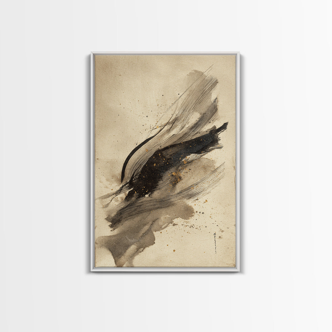 Abstract Prayer Flag of Brush Marks Canvas Print, Calligraphy Art, Art, Living Room Decor, Fine Art, Script, Unique Wall Art, CAL-2x3-79
