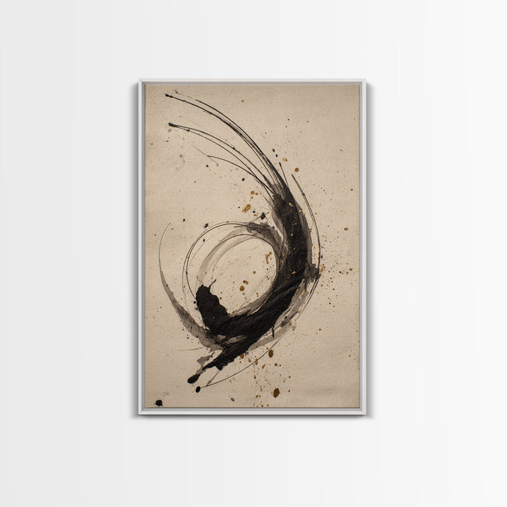 Large Sweeping Black Ink Gesture Like a Canvas Print, Calligraphy Art, Wall Art Print, Living Room Decor, Fine Art, Script, CAL-2x3-81