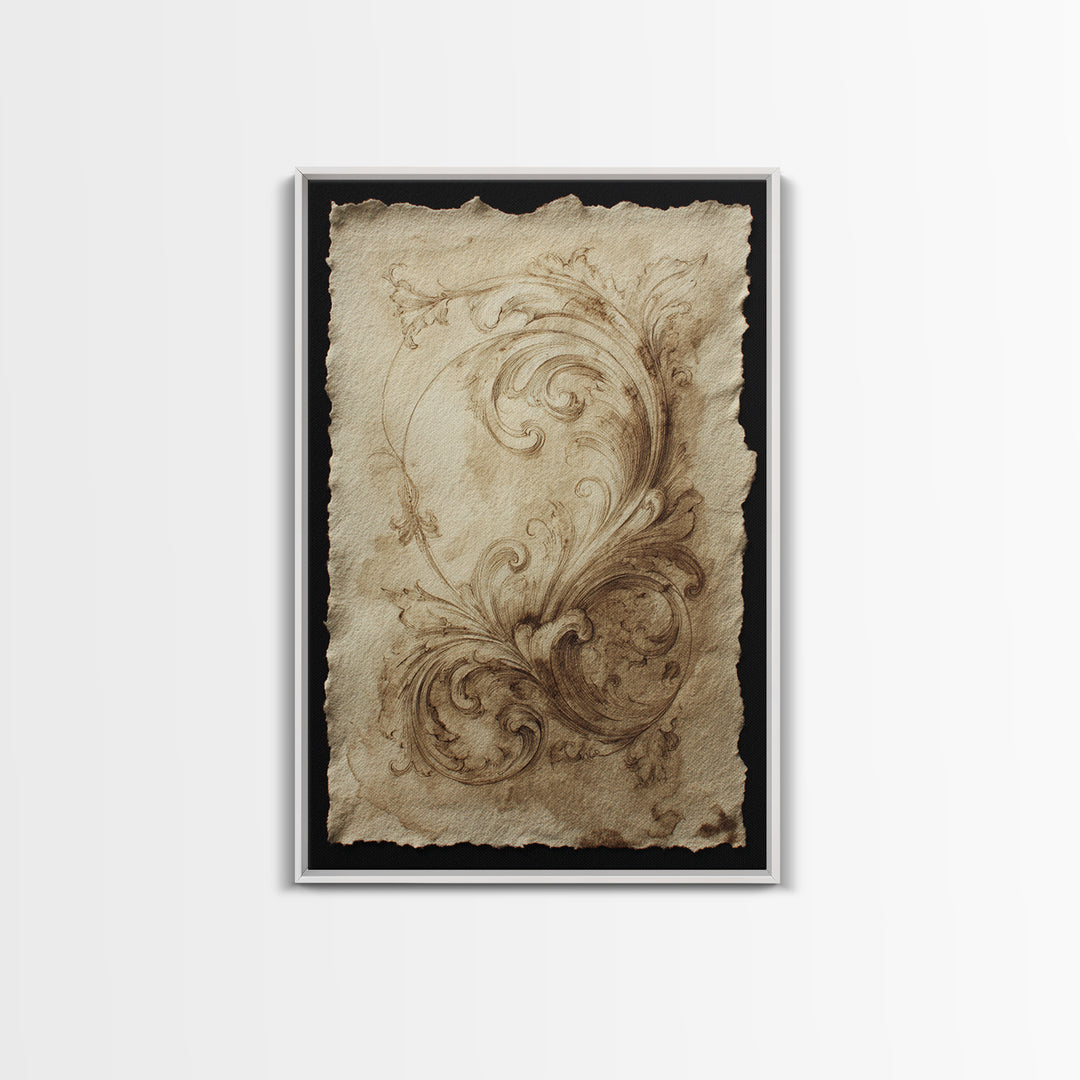 Baroque Scrollwork Made from Looping Pen Strokes Canvas Print, Calligraphy Art, Gallery Decor, Living Room Decor, Script, CAL-2x3-92