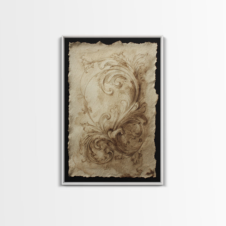 Baroque Scrollwork Made from Looping Pen Strokes Canvas Print, Calligraphy Art, Gallery Decor, Living Room Decor, Script, CAL-2x3-92