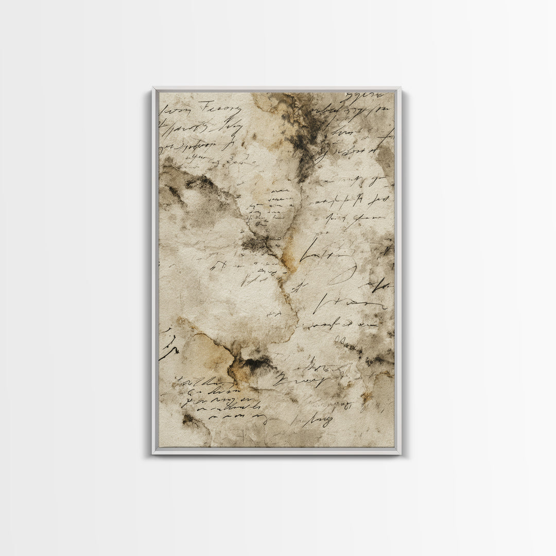 Romantic Handwritten Marks Without Readable Words Canvas Print, Calligraphy Art, Living Room Wall Art, Living Room Decor, CAL-2x3-95