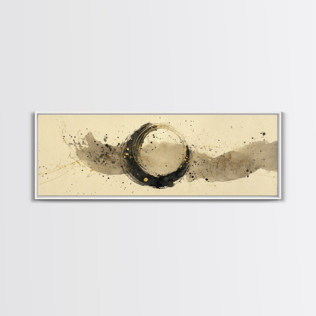 Crescent Moon Made from Elegant Ink Swashes Canvas Print, Calligraphy Art, Digital Print, Living Room Decor, Fine Art, Script, CAL-3x1-13