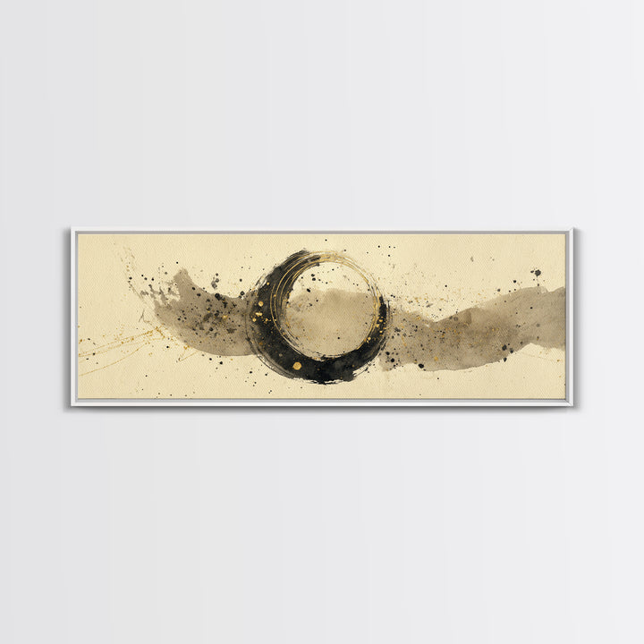 Crescent Moon Made from Elegant Ink Swashes Canvas Print, Calligraphy Art, Digital Print, Living Room Decor, Fine Art, Script, CAL-3x1-13
