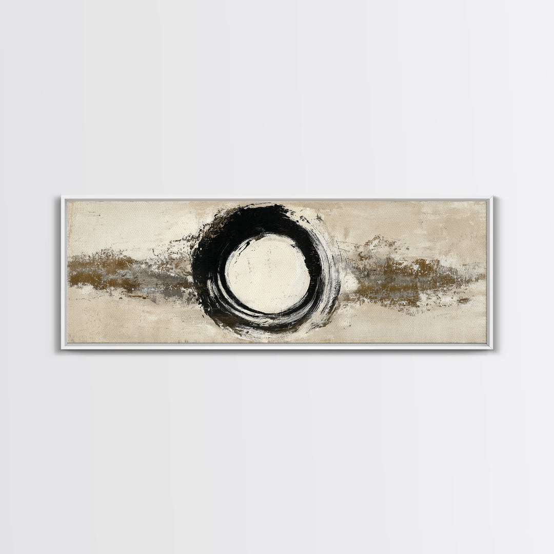 Japanese Brush Mark Circle Canvas Print, Calligraphy Art, Japanese Decor, Living Room Decor, Fine Art, Script, Art Print, CAL-3x1-20