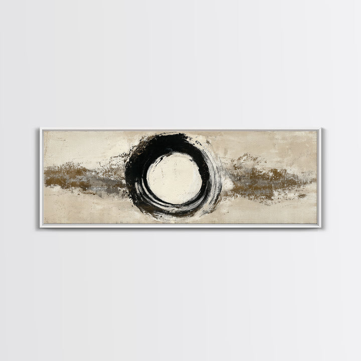 Japanese Brush Mark Circle Canvas Print, Calligraphy Art, Japanese Decor, Living Room Decor, Fine Art, Script, Art Print, CAL-3x1-20