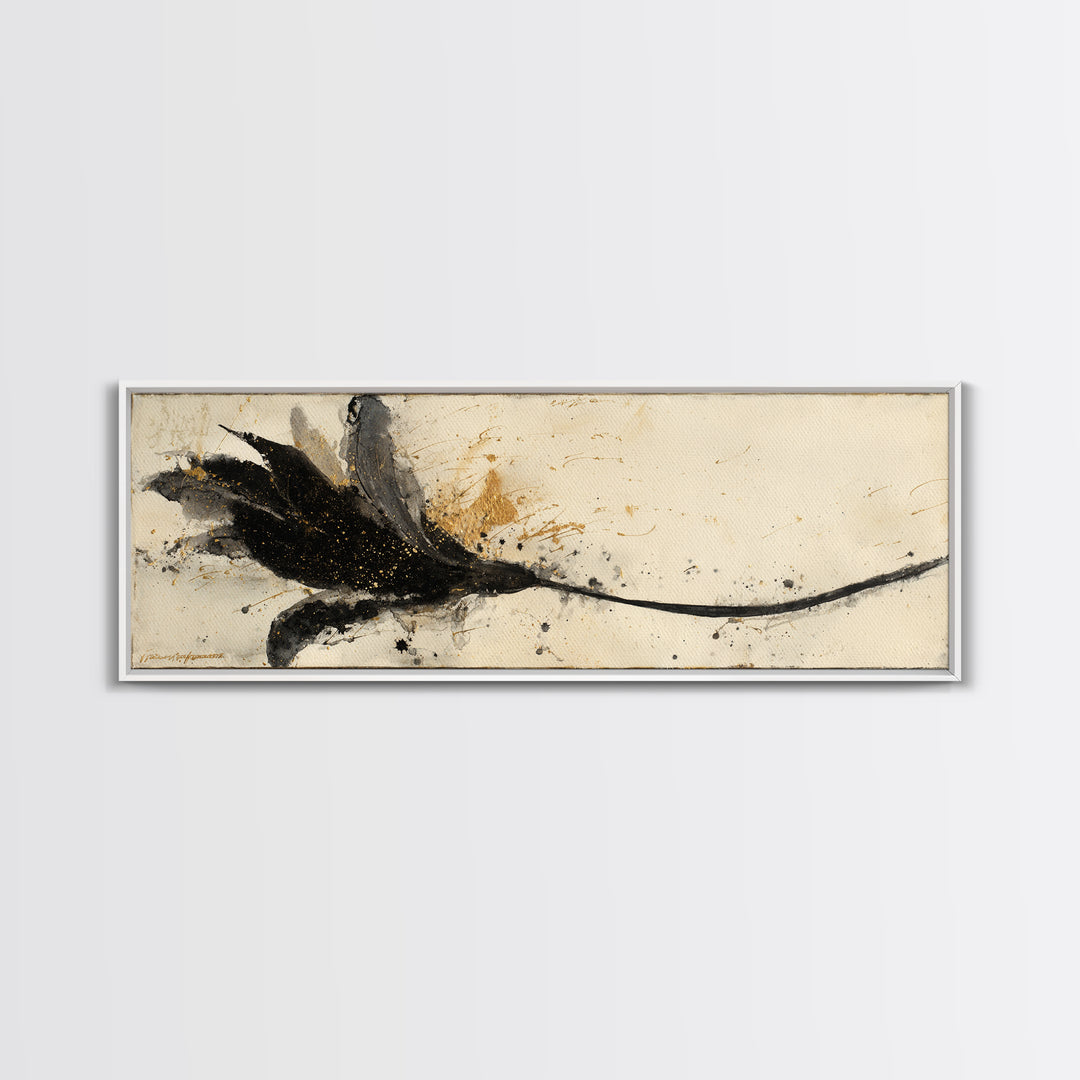 Single Elegant Flourish Shaped Like a Flower Canvas Print, Calligraphy Art, Bedroom Wall Decor, Living Room Decor, Script, CAL-3x1-21