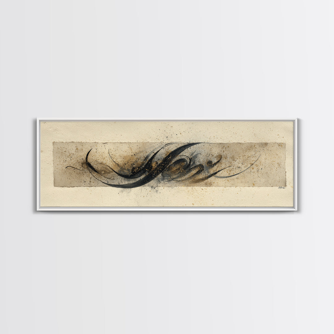 Ornamental Frame of Flourished Pen Curves Canvas Print, Calligraphy Art, Print, Living Room Decor, Fine Art, Script, Custom Art, CAL-3x1-34