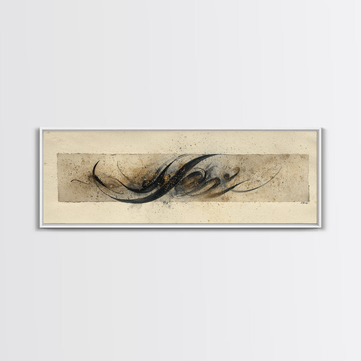 Ornamental Frame of Flourished Pen Curves Canvas Print, Calligraphy Art, Print, Living Room Decor, Fine Art, Script, Custom Art, CAL-3x1-34