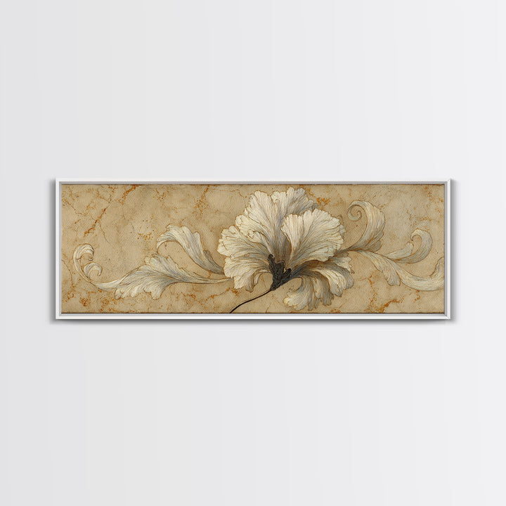 Single Elegant Flourish Shaped Like a Flower Canvas Print, Calligraphy Art, Bedroom Wall Decor, Living Room Decor, Script, CAL-3x1-45