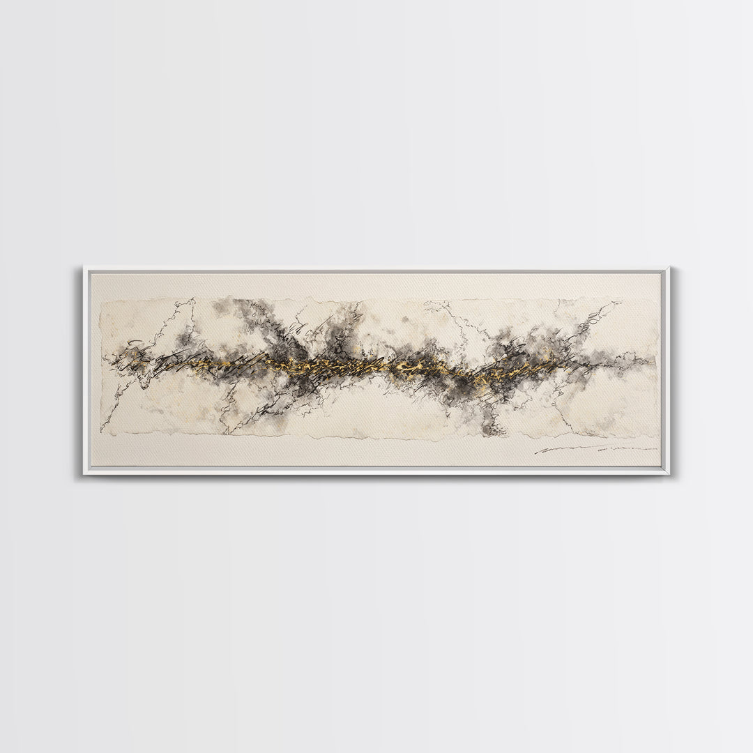 Ornamental Frame of Flourished Pen Curves Framed Canvas Print, Calligraphy Art, Calligraphy, Living Room Decor, Script, CAL-3x1-58