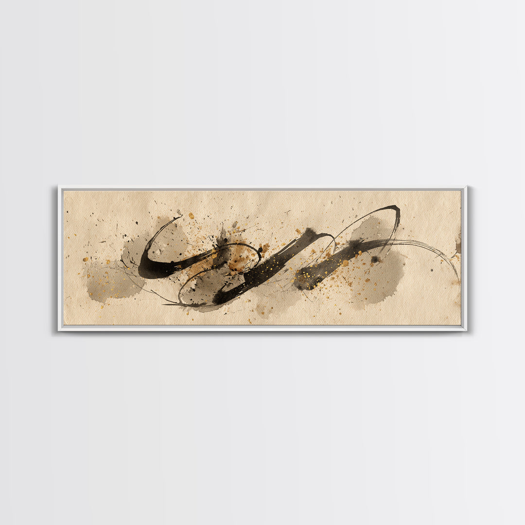 Romantic Handwritten Marks Without Readable Words Canvas Print, Calligraphy Art, Digital Print, Living Room Decor, Script, CAL-3x1-79