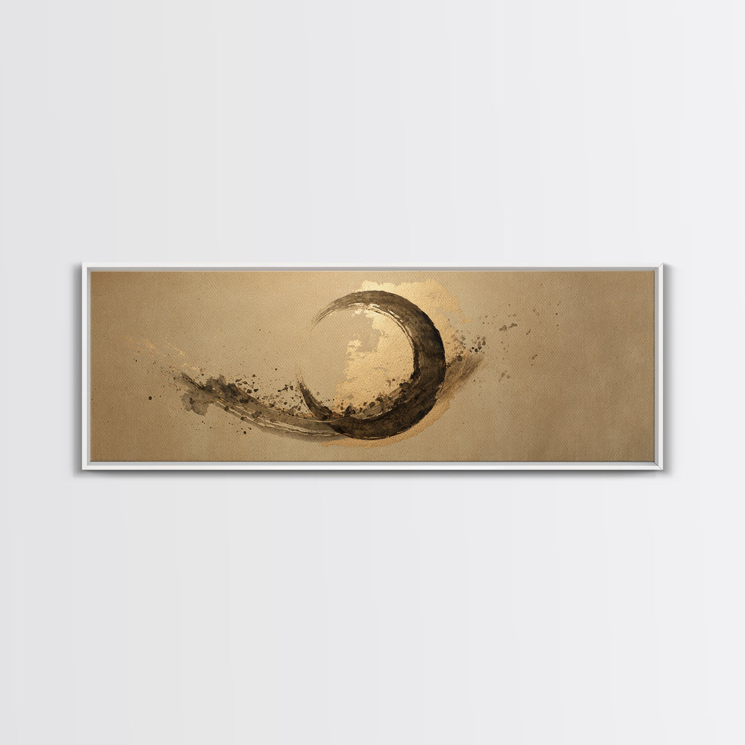 Crescent Moon Made from Elegant Ink Swashes Canvas Print, Calligraphy Art, Minimalist Wall Art, Living Room Decor, Script, CAL-3x1-85
