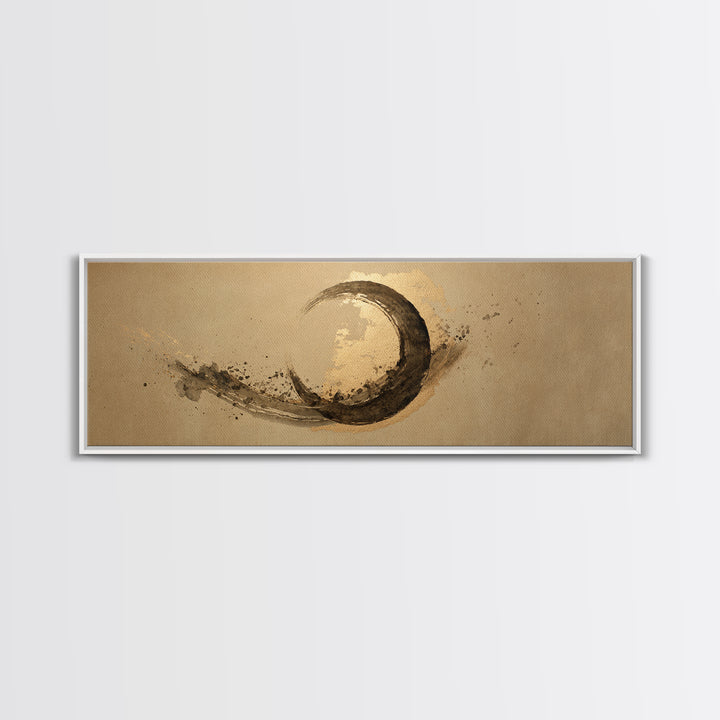 Crescent Moon Made from Elegant Ink Swashes Canvas Print, Calligraphy Art, Minimalist Wall Art, Living Room Decor, Script, CAL-3x1-85