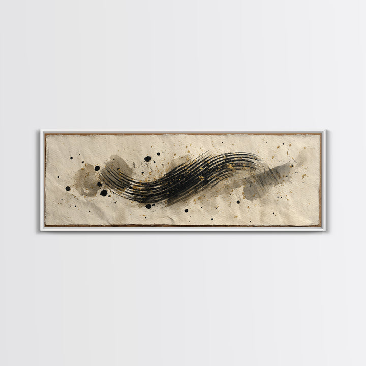 Abstract Prayer Flag of Brush Marks Framed Canvas Print, Calligraphy Art, Print, Living Room Decor, Fine Art, Script, CAL-3x1-87
