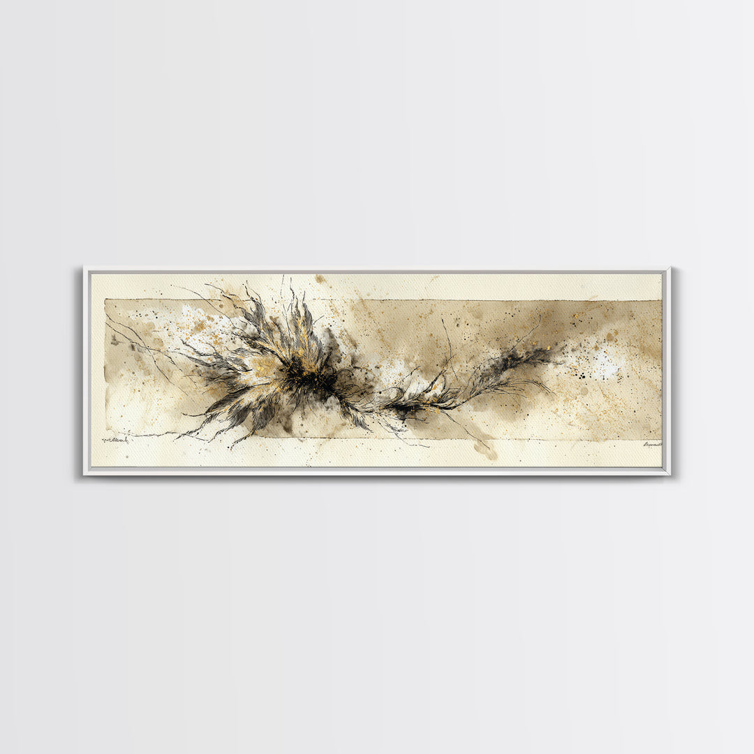 Single Elegant Flourish Shaped Like a Flower Canvas Print, Calligraphy Art, Spiritual Wall Art, Living Room Decor, Oil Painting, CAL-3x1-93