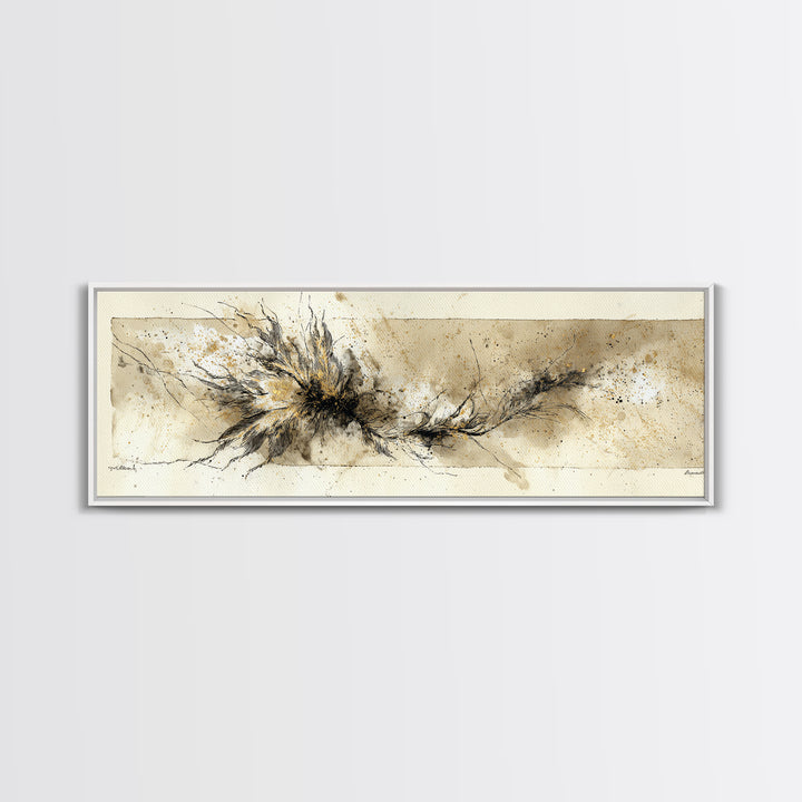 Single Elegant Flourish Shaped Like a Flower Canvas Print, Calligraphy Art, Spiritual Wall Art, Living Room Decor, Oil Painting, CAL-3x1-93
