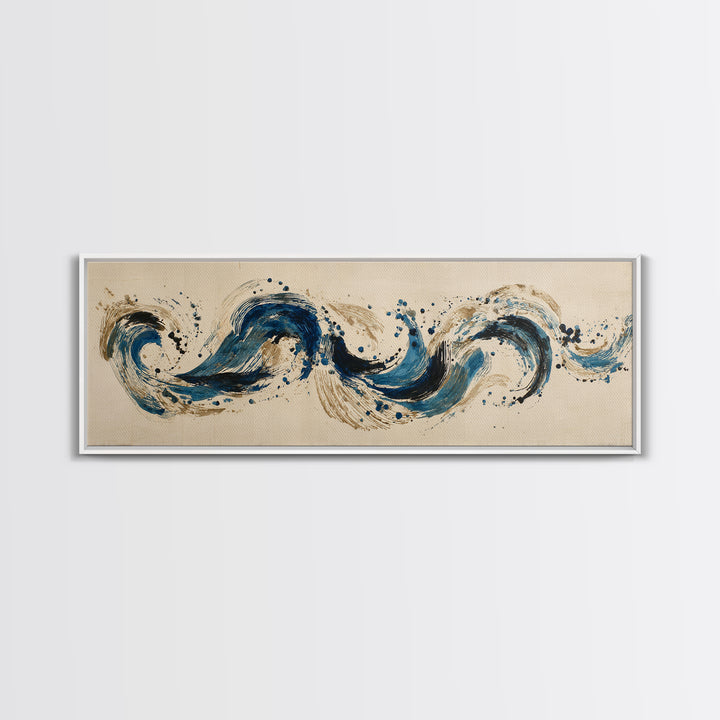 Modern Calligraphy Wave Canvas Print, Calligraphy Art, Minimalist Wall Art, Living Room Decor, Script, Statement Artwork, CAL-3x1-98