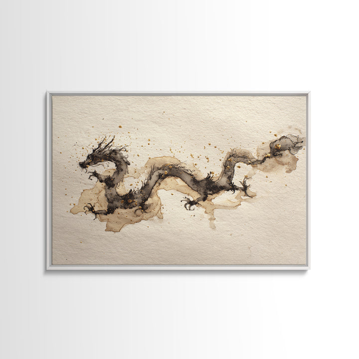 Ink Wash Dragon Curve Canvas Print, Calligraphy Art, Modern Art, Living Room Decor, Fine Art, Script, Fine Art Print, CAL-3x2-37