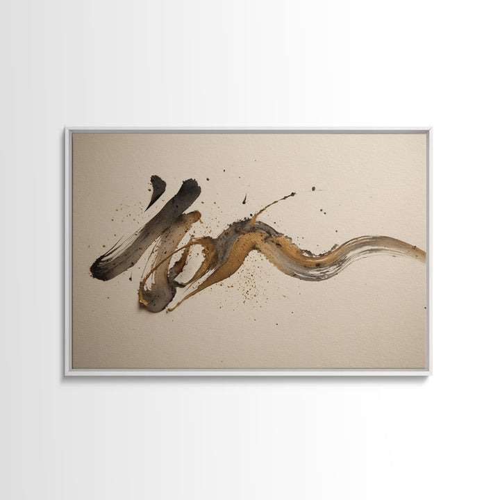 Expressive Musical Rhythm Painted as Ink Strokes Canvas Print, Calligraphy Art, Digital Prints, Living Room Decor, Script, CAL-3x2-4