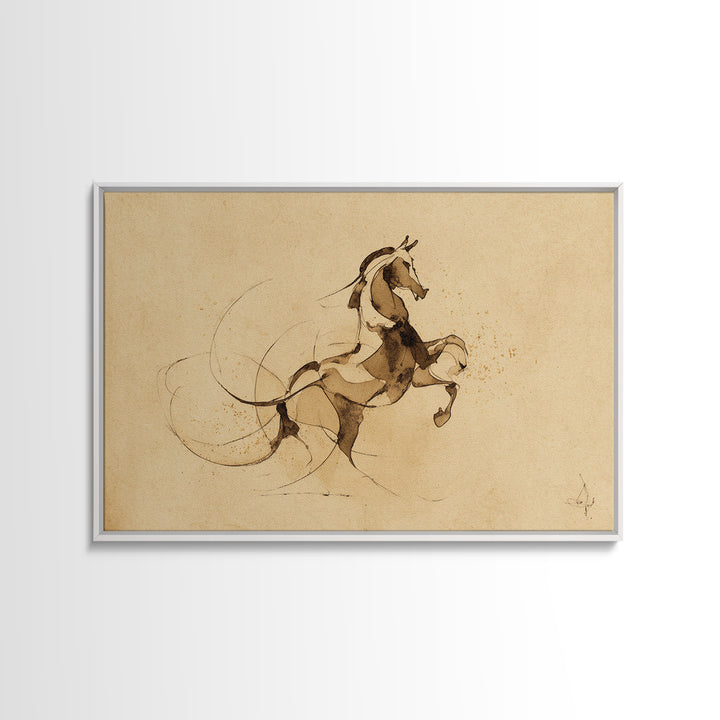Calligraphic Horse Silhouette Made from One Line Canvas Print, Calligraphy Art, Wall Art Printable, Living Room Decor, Script, CAL-3x2-45