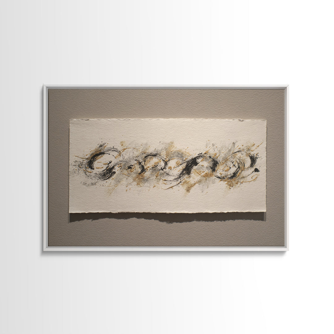 Ornamental Frame of Flourished Pen Curves Framed Canvas Print, Calligraphy Art, Unique Wall Art, Living Room Decor, Script, CAL-3x2-46