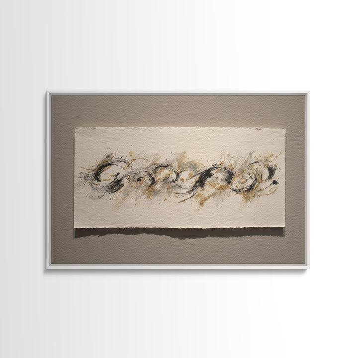 Ornamental Frame of Flourished Pen Curves Framed Canvas Print, Calligraphy Art, Unique Wall Art, Living Room Decor, Script, CAL-3x2-46