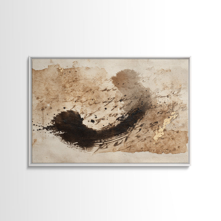 Abstract Prayer Flag of Brush Marks Canvas Print, Calligraphy Art, Digital Download Art, Living Room Decor, Fine Art, Script, CAL-3x2-51